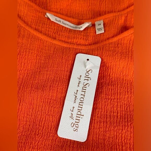 Soft surroundings Dress Womens Plus Sz 2X Beach gauze asymmetric celosia orange - Picture 9 of 14